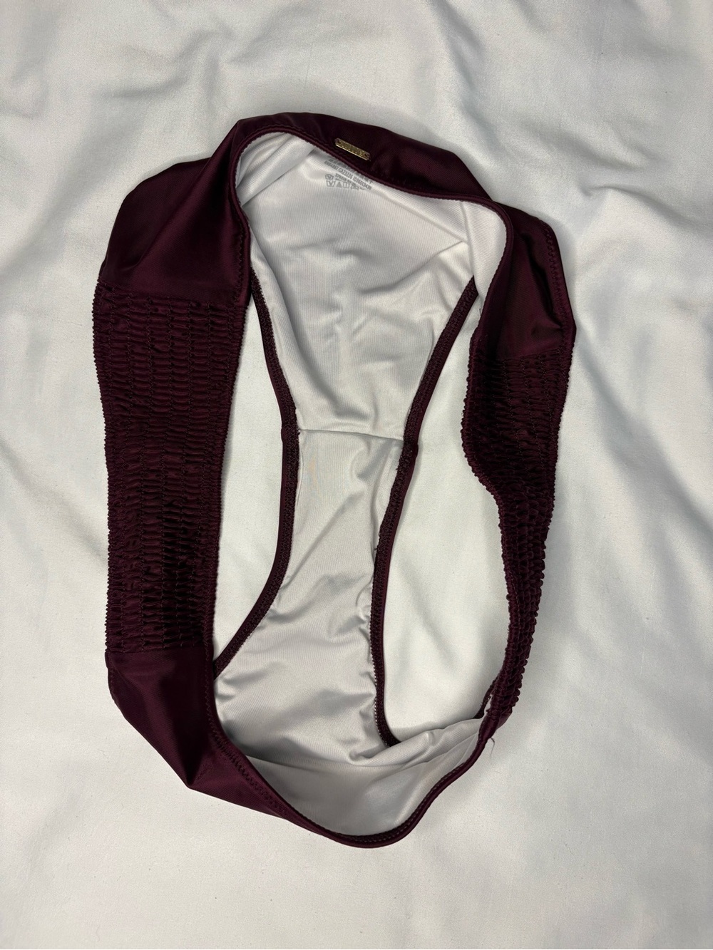 PINK Victoria's Secret Maroon Bikini Bottom with Gold Logo - Picture 5 of 5
